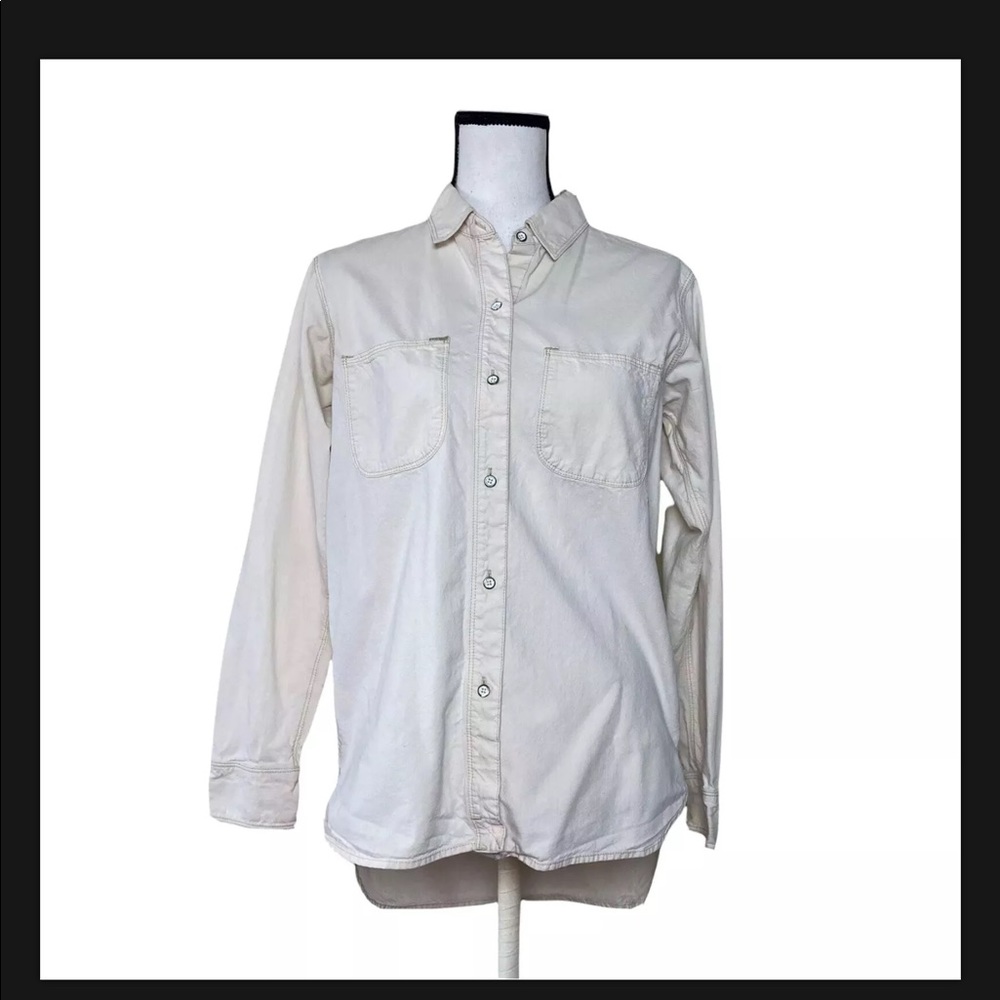 Madewell Beige Button Down Oversized Pockets Top … - image 1